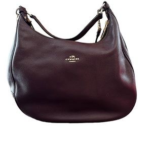 Coach Dark Purple Soft Leather Shoulder Purse